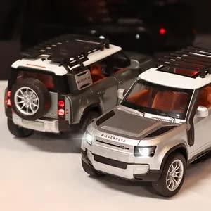 Land Rover Defender 1:24 Scale Die cast Metal Pullback Toy car with Openable Doors & Light(Silver)