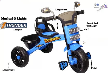 Panda Thunder Tricycle For kids 2-5 Years Kids Comes With Light & Music (Blue)