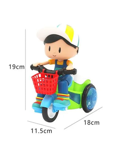 360 Degree Rotating Stunt Tricycle With Bump & Go Action - White