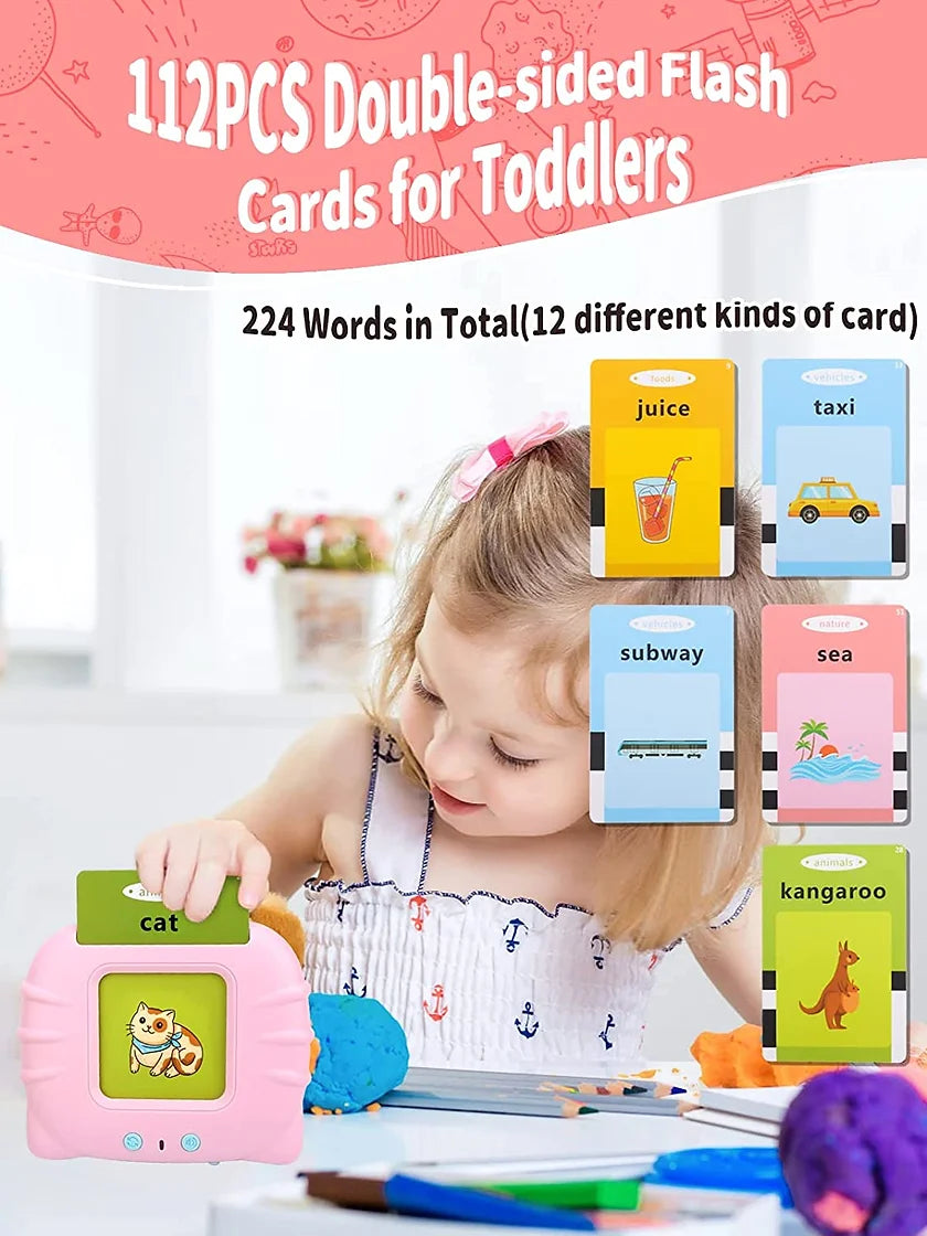 Talking Flash Cards Learning Toys for 2 3 4 5 6 Year Old kids Educational (Pink)