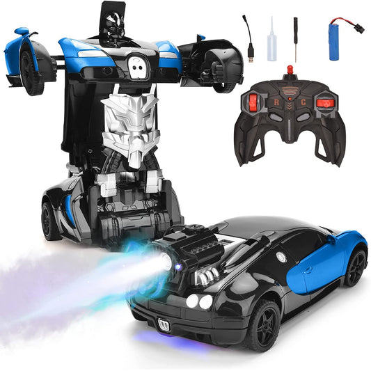 2in1 Convertible Transforms Robot Car Water Booster Spray - Blue