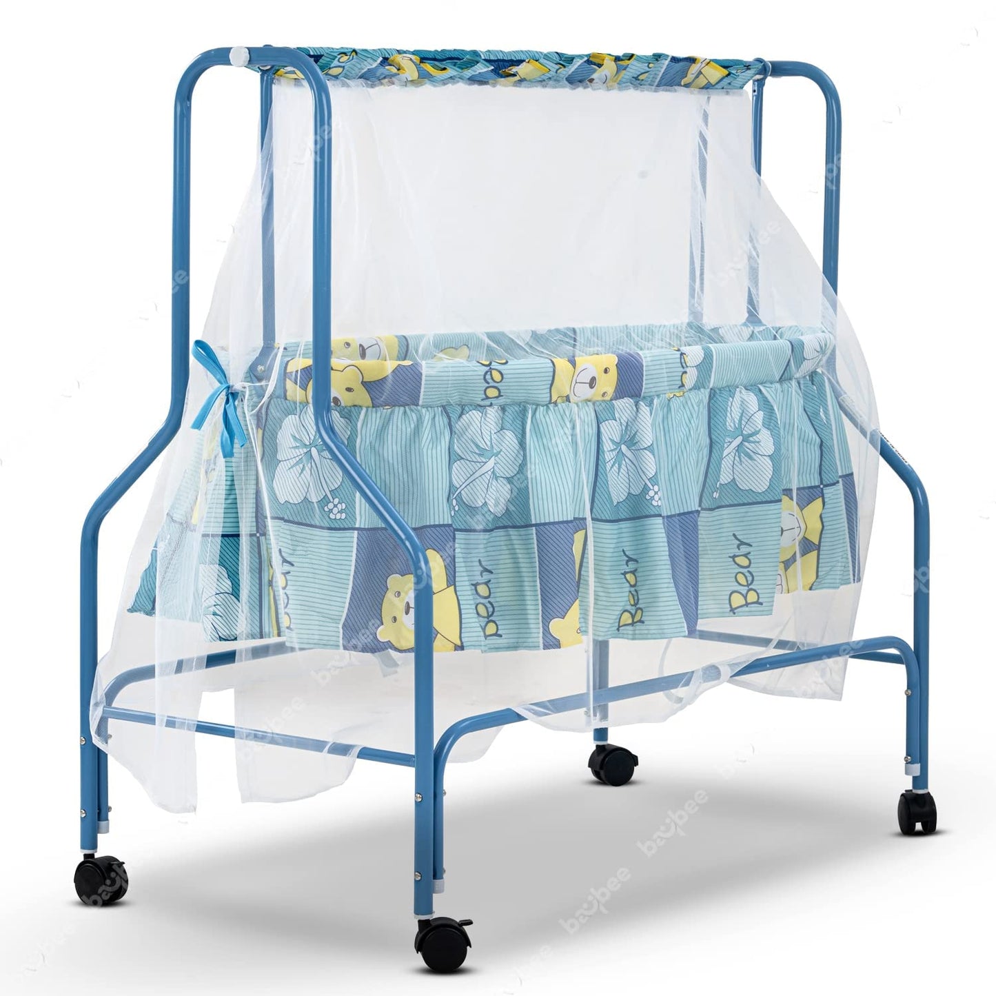 BAYBEE Enchant Baby Swing Cradle for Baby with Mosquito Net for 0 to 12 Month Boys Girls (Dark Blue)