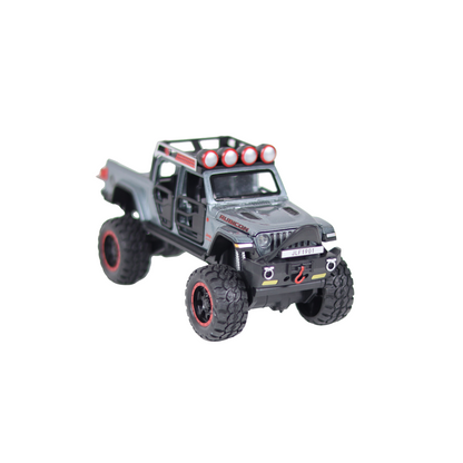 Jeep Wrangler Rubicon 1:26 Scale Diecast Metal Pullback Toy car with Openable Doors & Light(Grey)