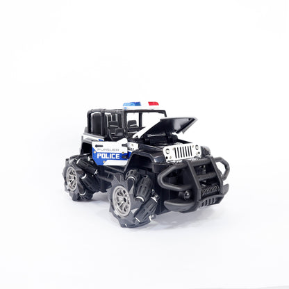 Ultra Realistic Die-Cast Metal Police Remote Control 4WD Jeep with Working Headlights White Colour