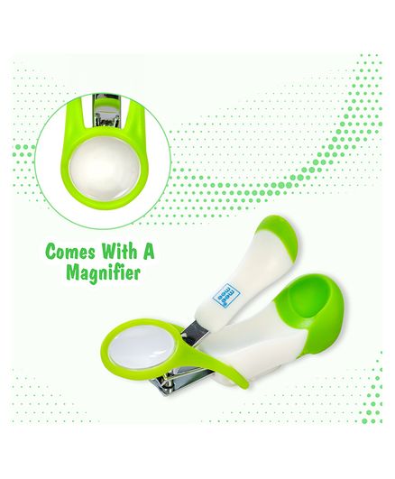 Mee Mee Gentle Nail Clipper With Magnifier - White & Green