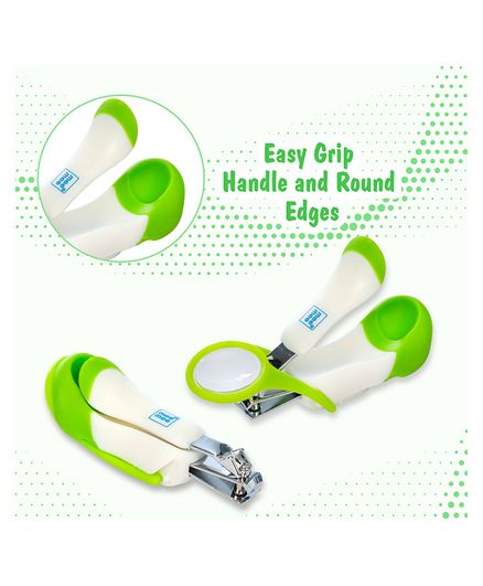 Mee Mee Gentle Nail Clipper With Magnifier - White & Green