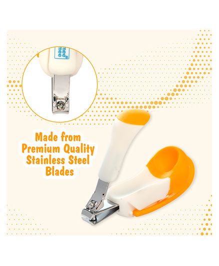 Mee Mee Gentle Nail Clipper With Magnifier - White & Orange