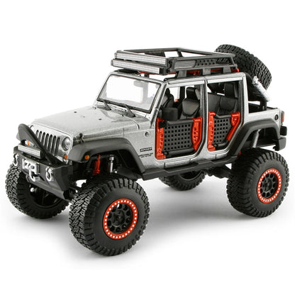 Jeep Wrangler Moist 1:24 Scale Die cast Metal Pullback Toy car with Openable Doors & Light(Silver)