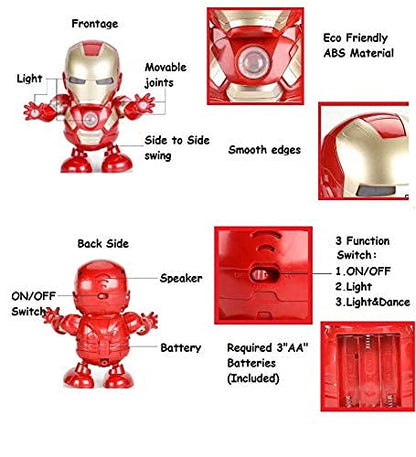 Dance Hero Iron Man Dancing Musical Robot Toys With Openable Mask With Flashing Lights