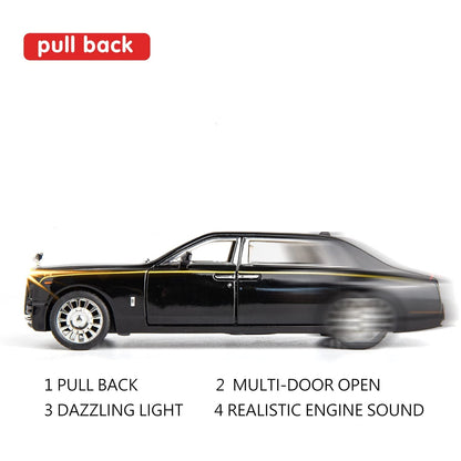 Rolls Royce Model 1:24 Scale Model Die cast Metal Pullback Toy car with Openable Doors & Light(Black)