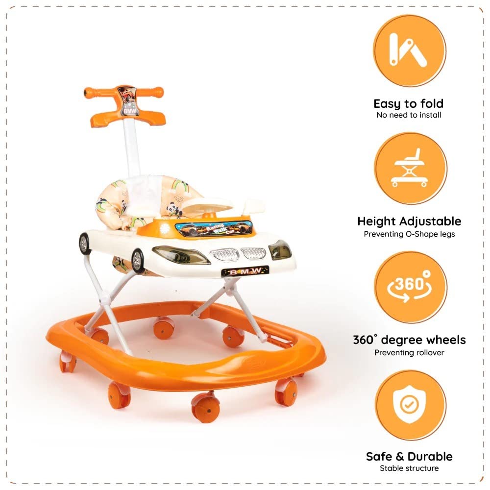 Panda Racing Car Baby Walker for Kids 6-18 months-Orange