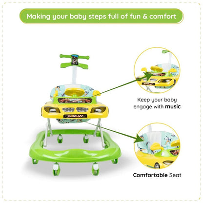 Panda Racing Car Baby Walker for Kids 6-18 months-Green