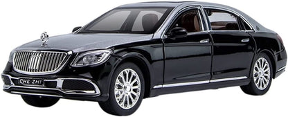 Mercedes-Maybach(S600) 1:24 Scale Die cast Metal Pullback Toy car with Openable Doors & Light(Black)