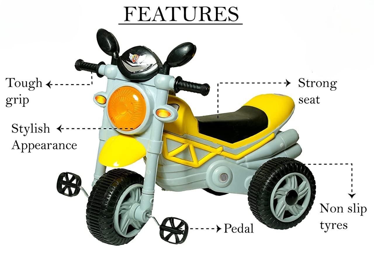Rainbow's Bullet Tricycle With Music And Light Baby Rideon Bike(Yellow)