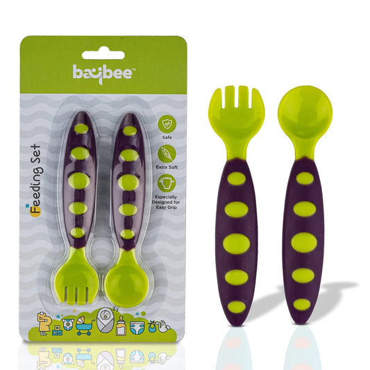 Baybee Ultra Soft Baby Spoon Set for Baby Feeding, Non Toxic BPA Free(GREEN)