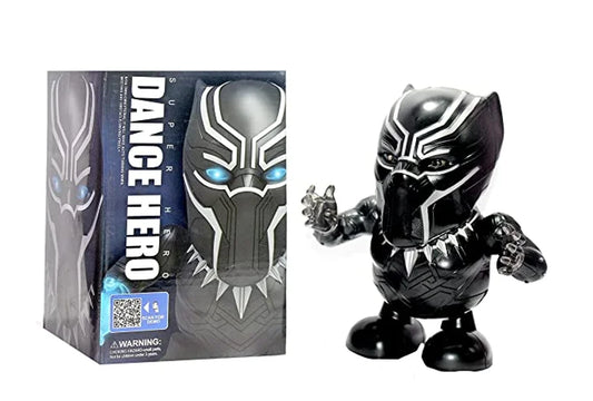 Dancing Black Panther Super Hero Robot Toy With 3D Lights and Music - Black