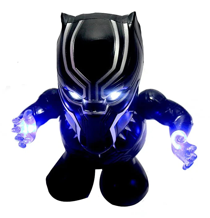Dancing Black Panther Super Hero Robot Toy With 3D Lights and Music - Black