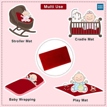 Mee Mee Reusable Water Proof/Extra Absorbent Cotton Mat(Maroon, Small)
