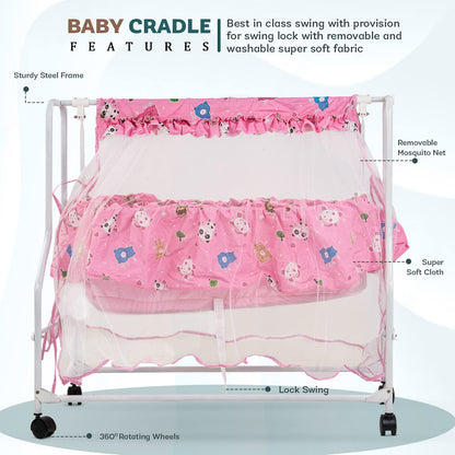 Baybee Baby Swing Cradle for Newborn Babies 0 to 12 Months (Pink)