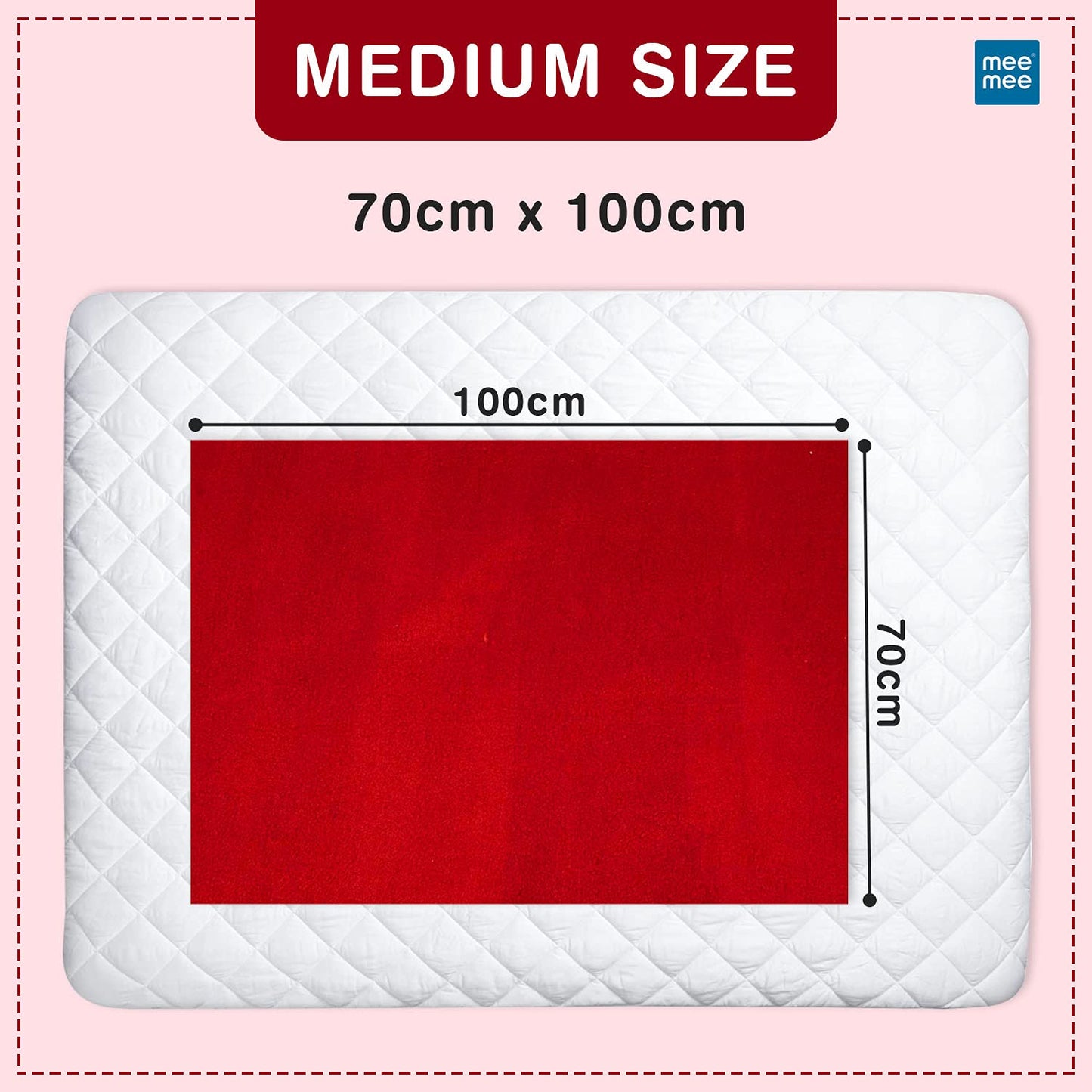 Mee Mee Reusable Water Proof/Extra Absorbent Cotton Mat(Maroon, Medium)