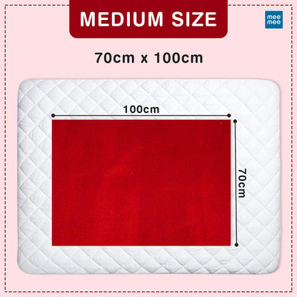Mee Mee Reusable Water Proof/Extra Absorbent Cotton Mat(Maroon, Medium)