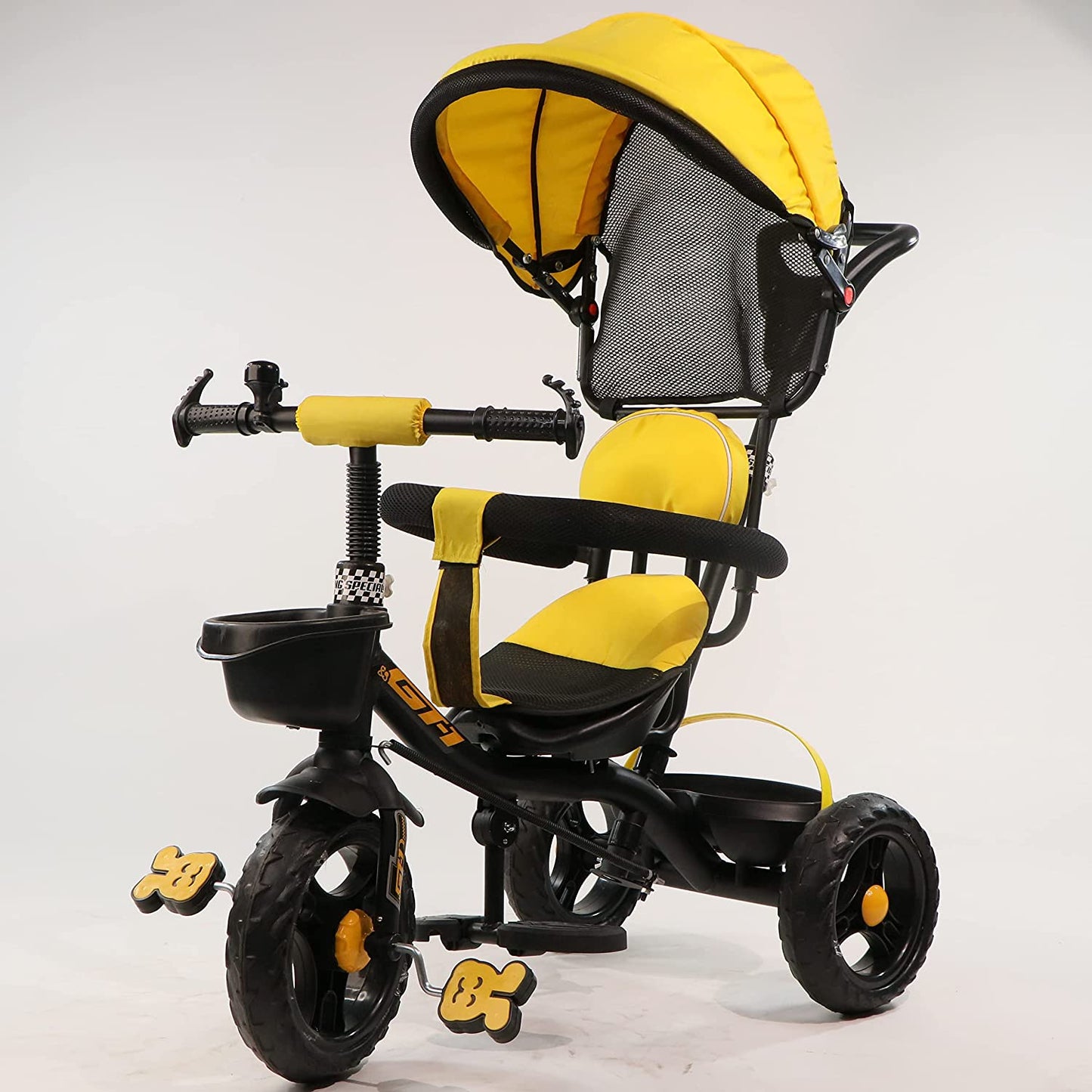 Luusa GT500 Hooded Tricycle Plug N Play Kids / Baby Tricycle with Parental Control (Yellow)
