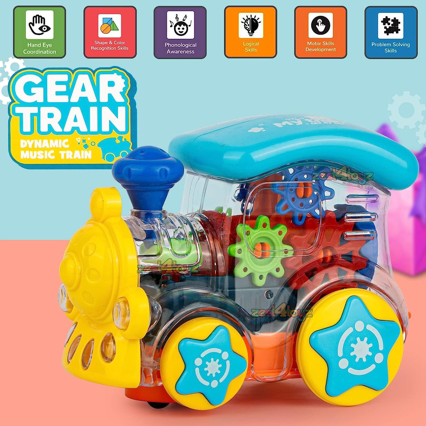 Transparent Gear Train Engine For 3+ Years Kids