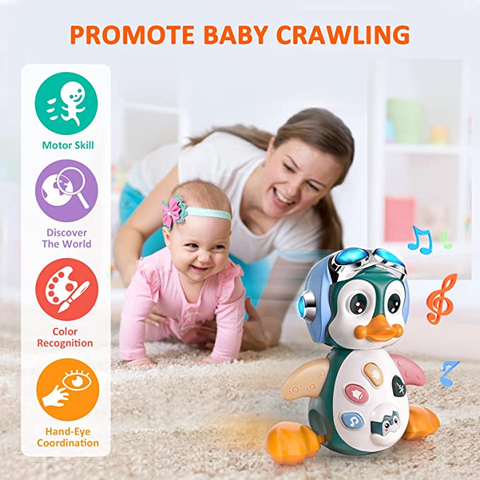 Penguin Baby Crawling Toys Non-toxic Musical Interactive Toys for 3-6Y