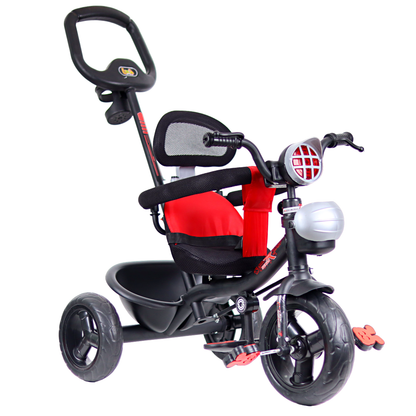 Luusa R9 Power Musical Tricycle for Kids - Hoodless Version Of Baby Cycle-Red