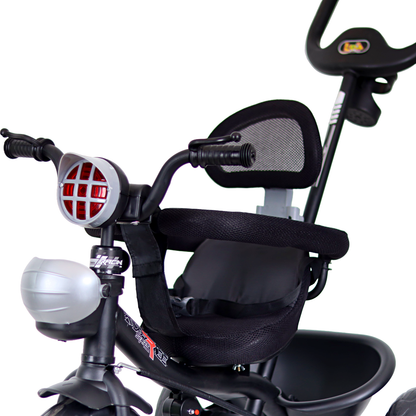 Luusa R9 Power Musical Tricycle for Kids - Hoodless Version Of Baby Cycle-Black