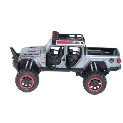 Jeep Wrangler Rubicon 1:26 Scale Die cast Metal Pullback Toy car with Openable Doors & Light(Grey)