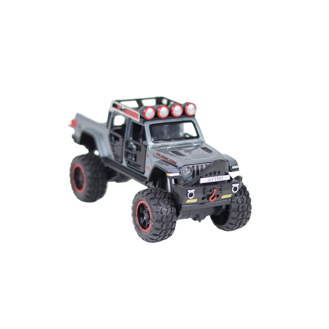 Jeep Wrangler Rubicon 1:26 Scale Die cast Metal Pullback Toy car with Openable Doors & Light(Grey)