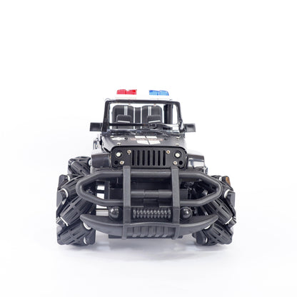 Ultra Realistic Die-Cast Metal Police Remote Control 4WD Jeep with Working Headlights Black Colour