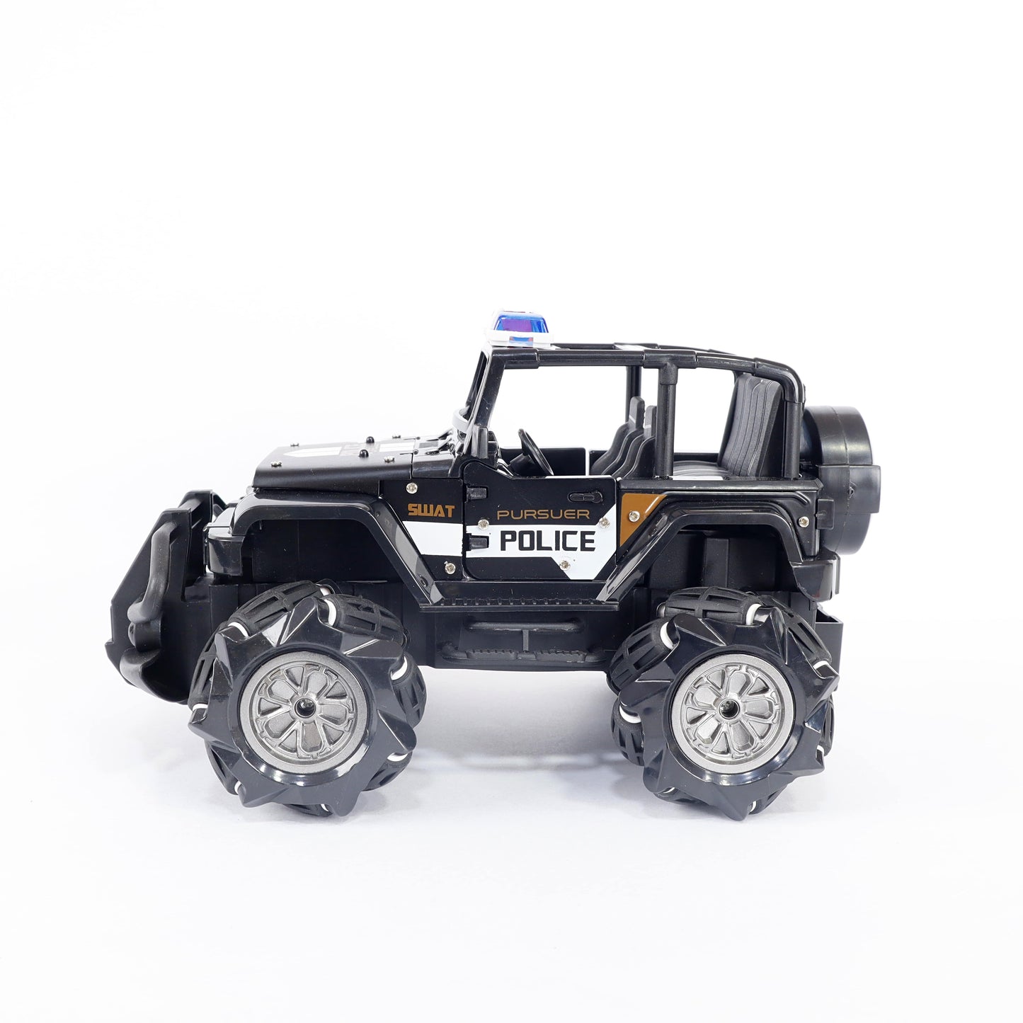Ultra Realistic Die-Cast Metal Police Remote Control 4WD Jeep with Working Headlights Black Colour