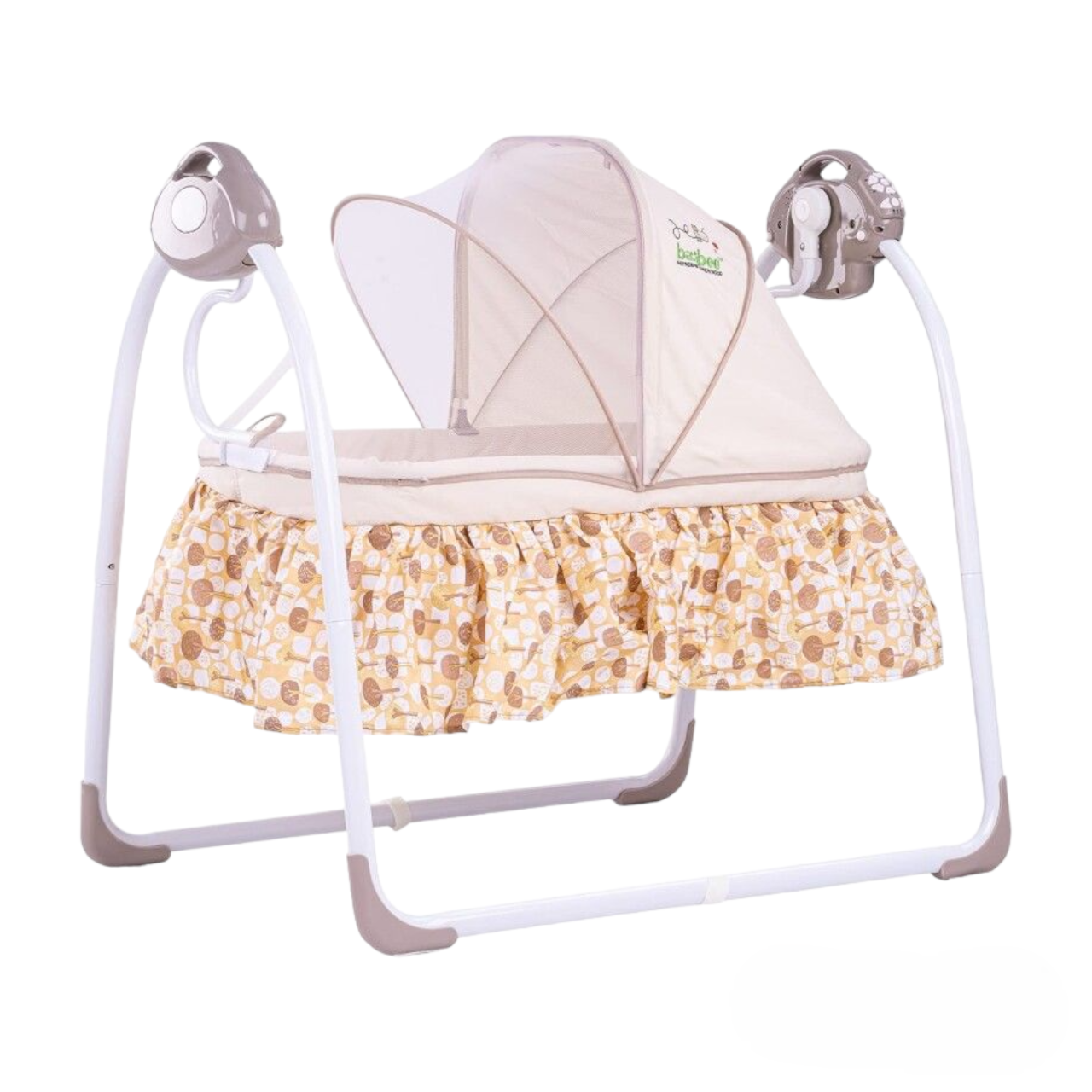 Baybee Electric Baby Swing Cradle With Mosquito Net And Music Sleeping Basket Bed For 0-12 Months (Brown)