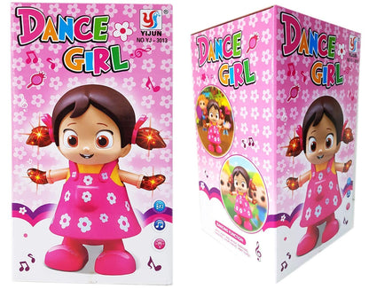 Pink Dancing Girl Toy with Flashing Lights & Music Bump and Go Action
