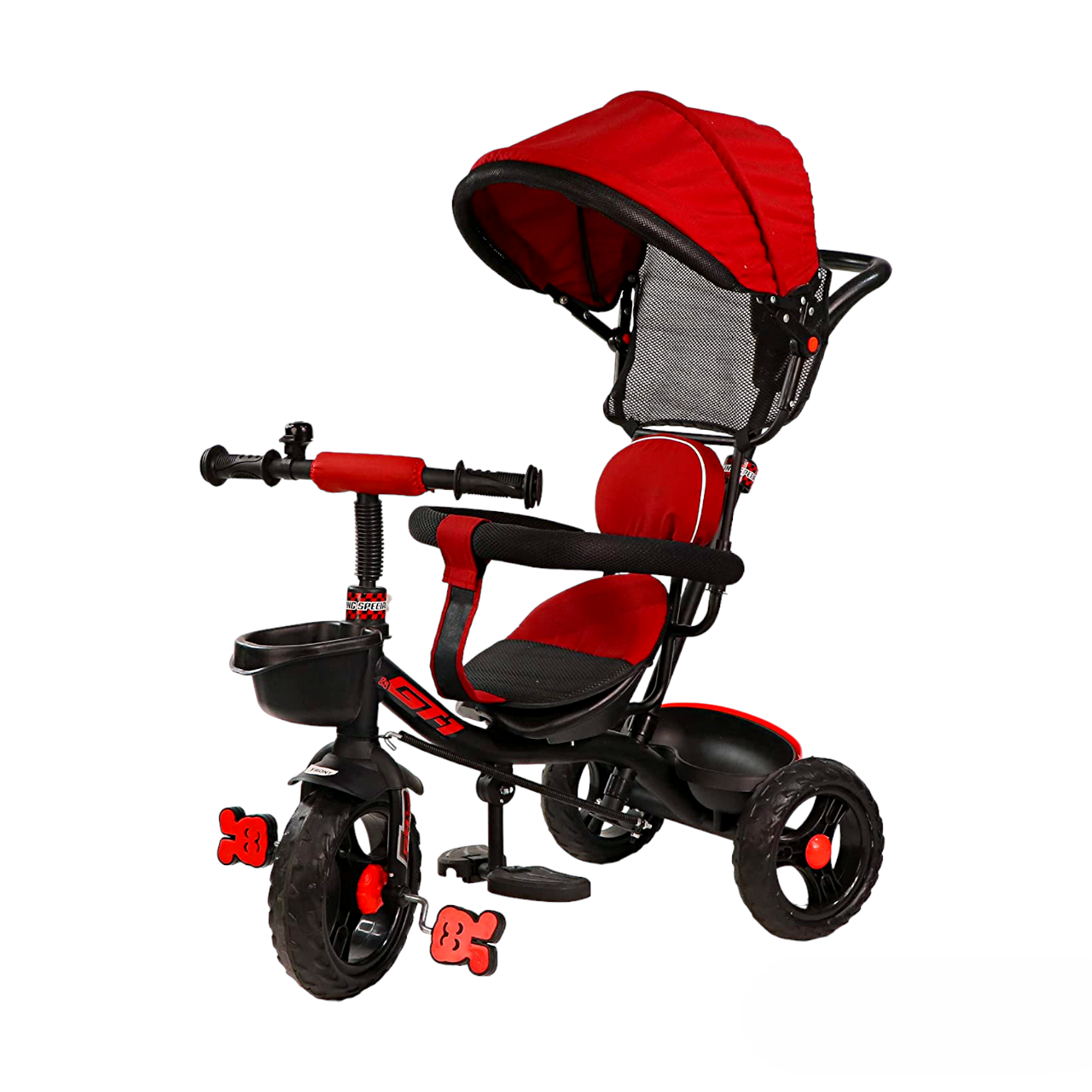 Luusa GT 500 Hooded Tricycle for kids Plug N Play Baby cycle with Parental Control Red