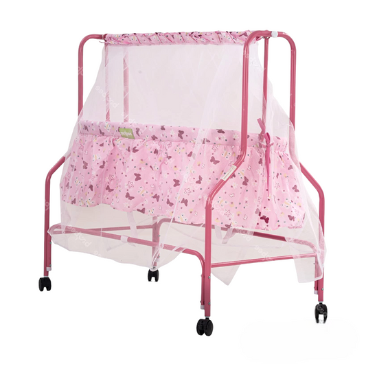 BAYBEE Enchant Baby Swing Cradle for Baby with Mosquito Net for 0 to 12 Month Boys Girls (Pink)
