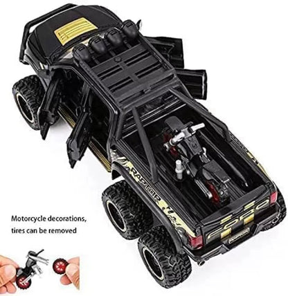 Ford Raptor F150 1:24 Scale Die cast Metal Alloy Toys With All Doors Open & functional Music, Lights Black