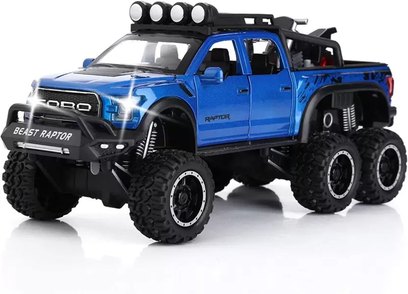 Ford Raptor F150 1:24 Scale Die cast Metal Alloy Toy car With All Doors Open & functional Music(Blue)