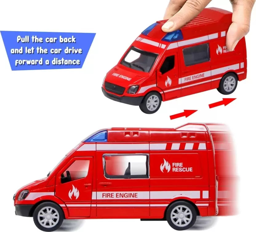 Mini Pull Back Model World Metal DieCast Ambulance 1:32 Scale Red