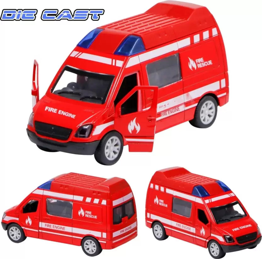Mini Pull Back Model World Metal DieCast Ambulance 1:32 Scale Red