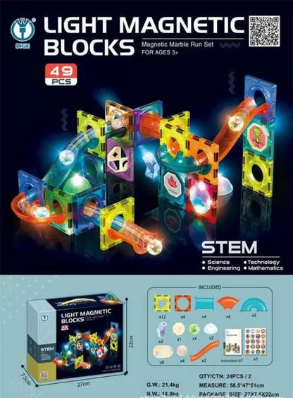 Light Magnetic Blocks with 3D Pipes Education Toy (49)PCS