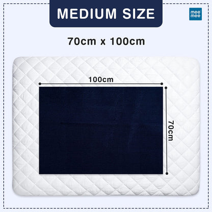 Mee Mee Reusable Water Proof/Extra Absorbent Cotton Mat(Navy Blue, Medium)