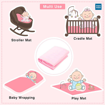 Mee Mee Reusable Water Proof/Extra Absorbent Cotton Mat/Dry Sheets(Pink,Small)