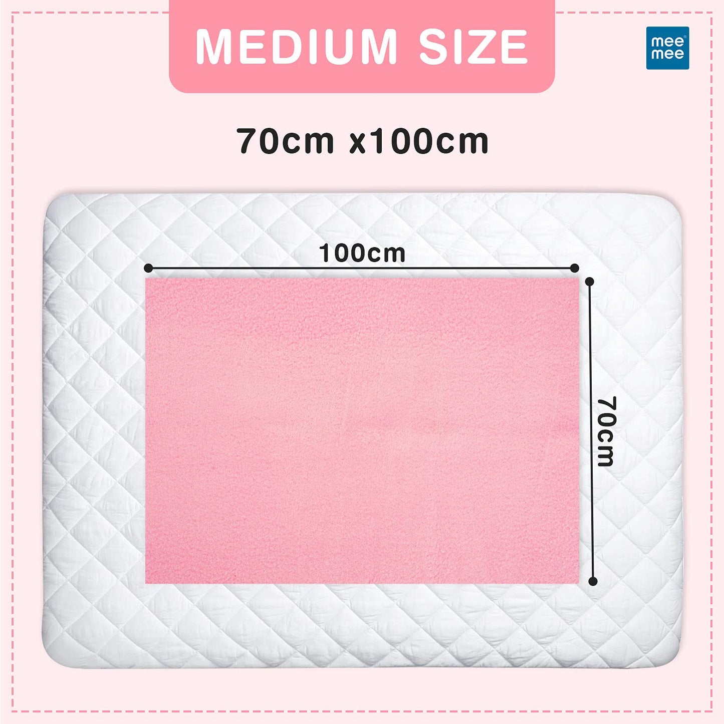 Mee Mee Reusable Water Proof/Extra Absorbent Cotton Mat/Dry Sheets(Pink,Small)
