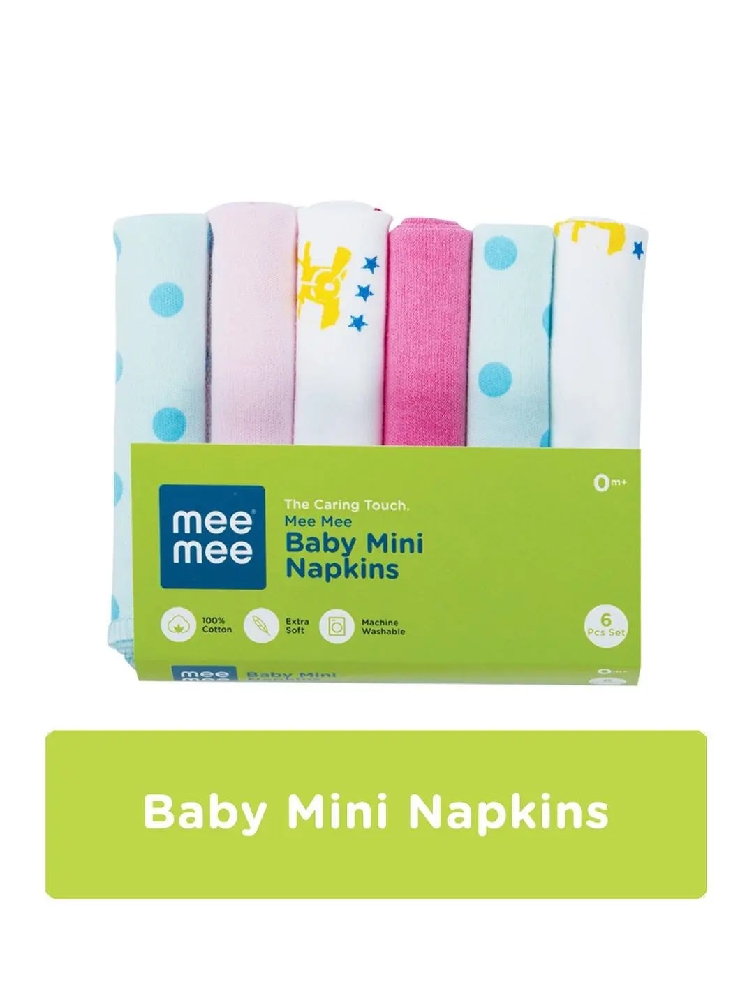 Mee Mee Baby Mini Napkins (Assorted) Set Of 6