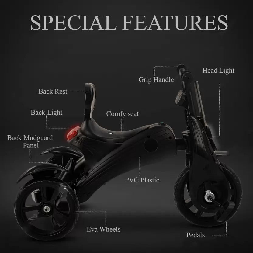 Panda N-Torque Tricycle For Kids of Age (2-5 years) Best Baby Cycle With Light & Music Black