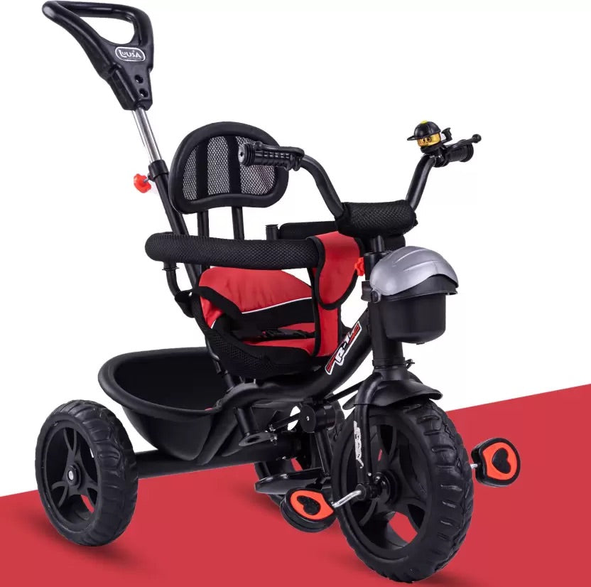 Luusa R1 Tricycle For Kids 3 In 1 Baby Tricycle For 1 - 4 Years Kids Carrying Capacity Upto 30kgs (Red)