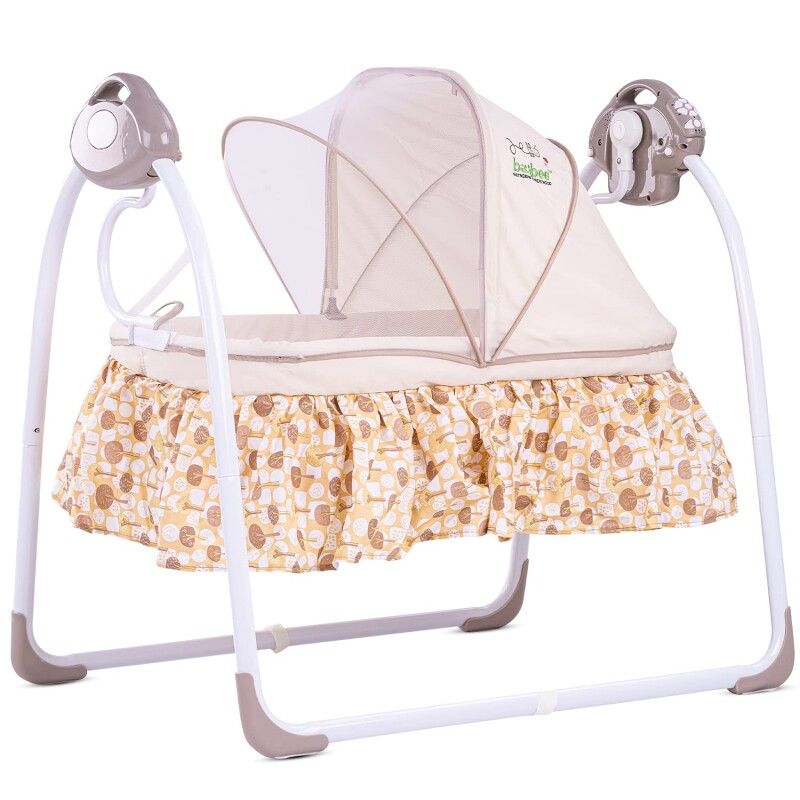 Baybee Electric Baby Swing Cradle With Mosquito Net And Music Sleeping Basket Bed For 0-12 Months (Brown)